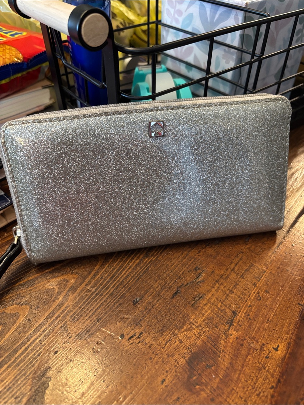 kate spade Silver Glitter Zip Wallet